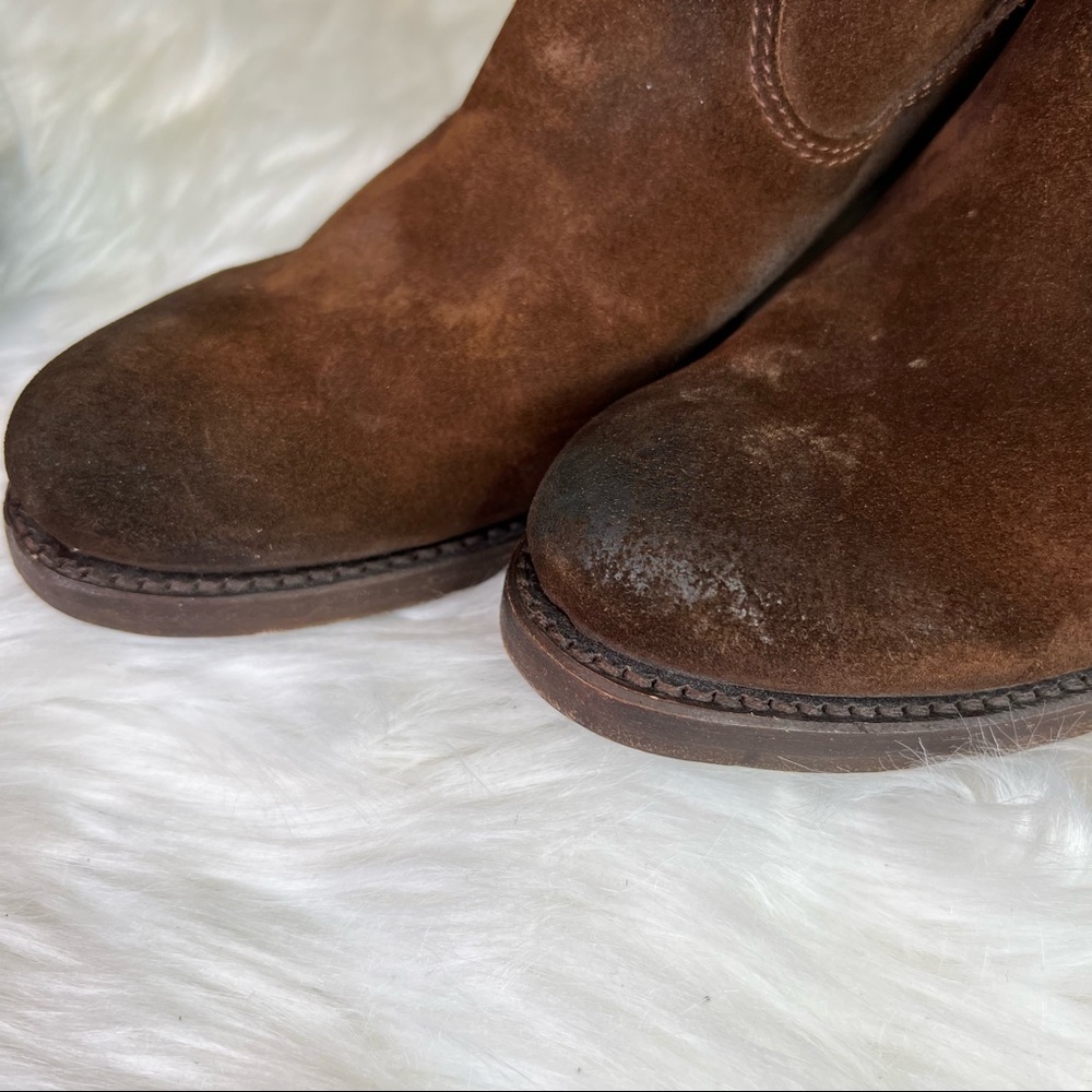 FRYE Oiled Brown Leather Classic Jane Heritage Strappy Boots, 6.5B - Picture 12 of 14